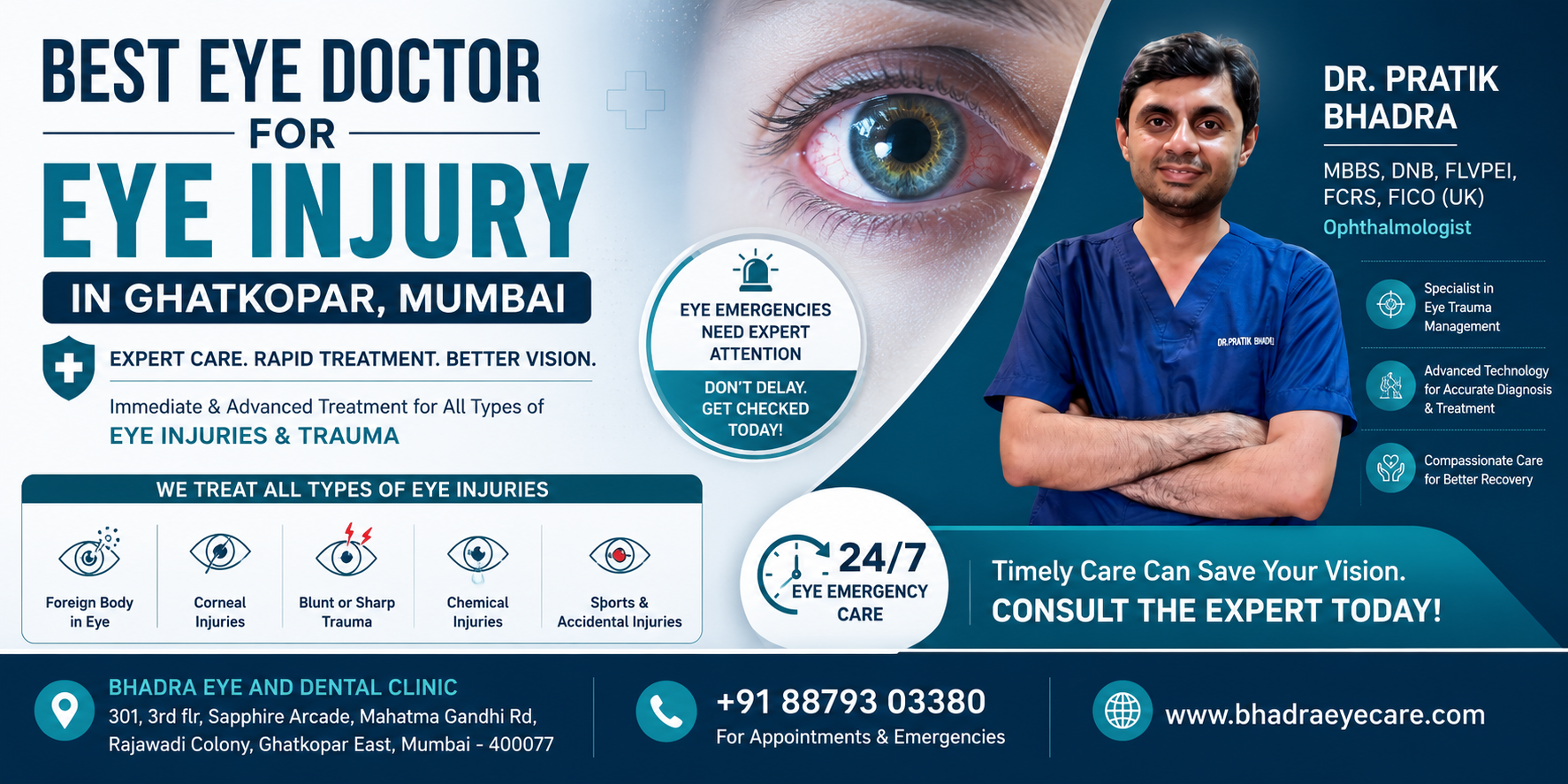 Dr. Pratik Bhadra Eye Injury Treatment in Ghatkopar